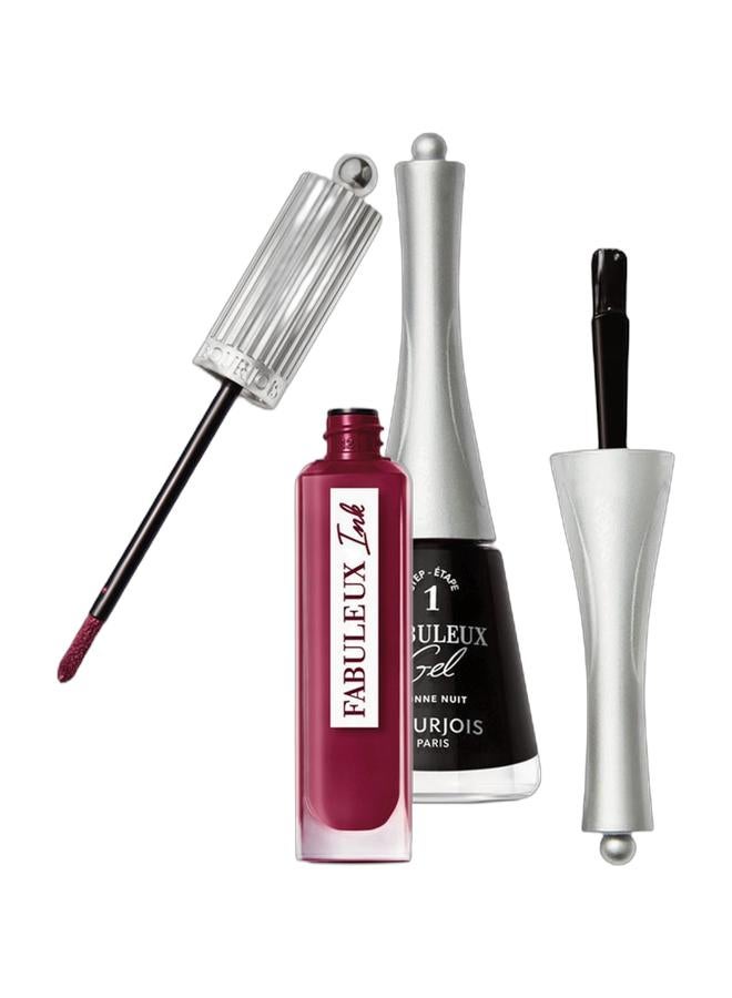 BOURJOIS PARIS Fabuleux Ink Lacquer - 07 - Raisin To Live 3.5Ml & Fabuleux Gel Nail Polish - 50 - Bonne Nuit 9Ml Bundle - Image 1